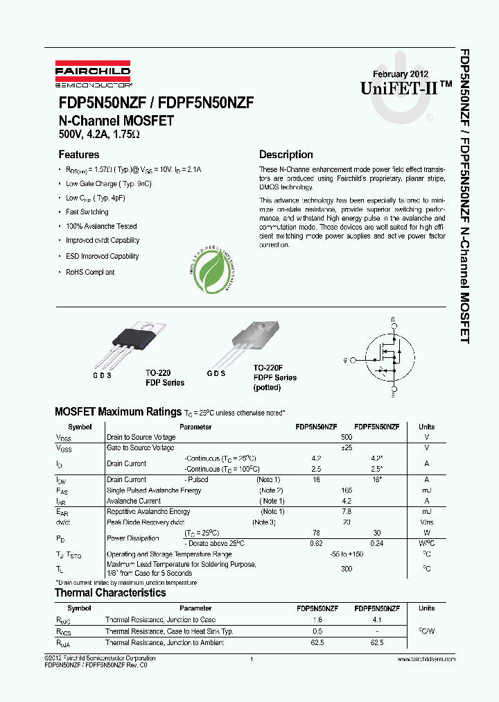 FDP5N50NZF_5703978.PDF Datasheet