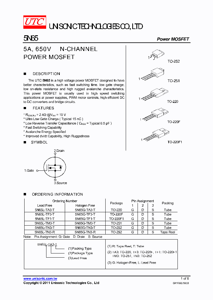 5N65G-TA3-T_5716095.PDF Datasheet