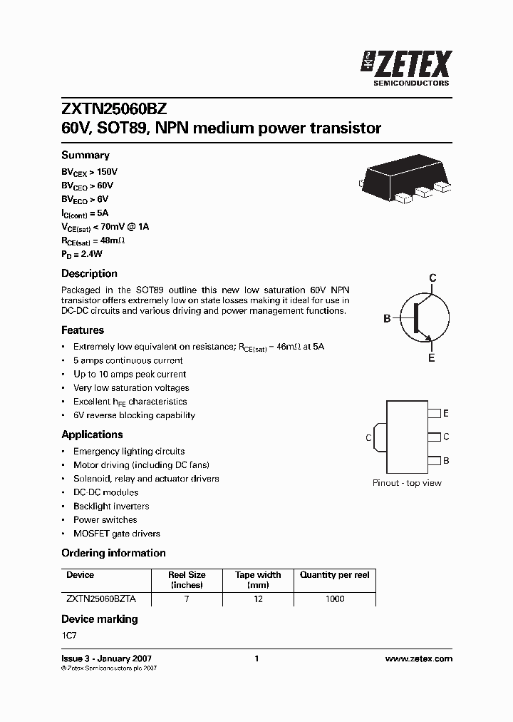 ZXTN25060BZTA_5712573.PDF Datasheet