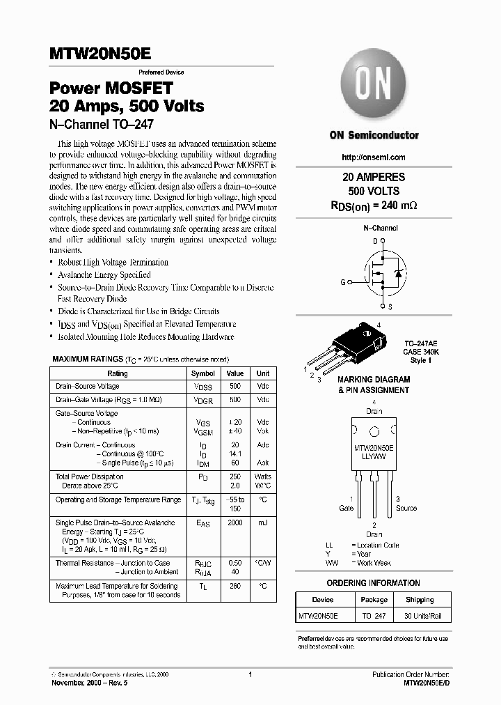 MTW20N50E-D_5733864.PDF Datasheet
