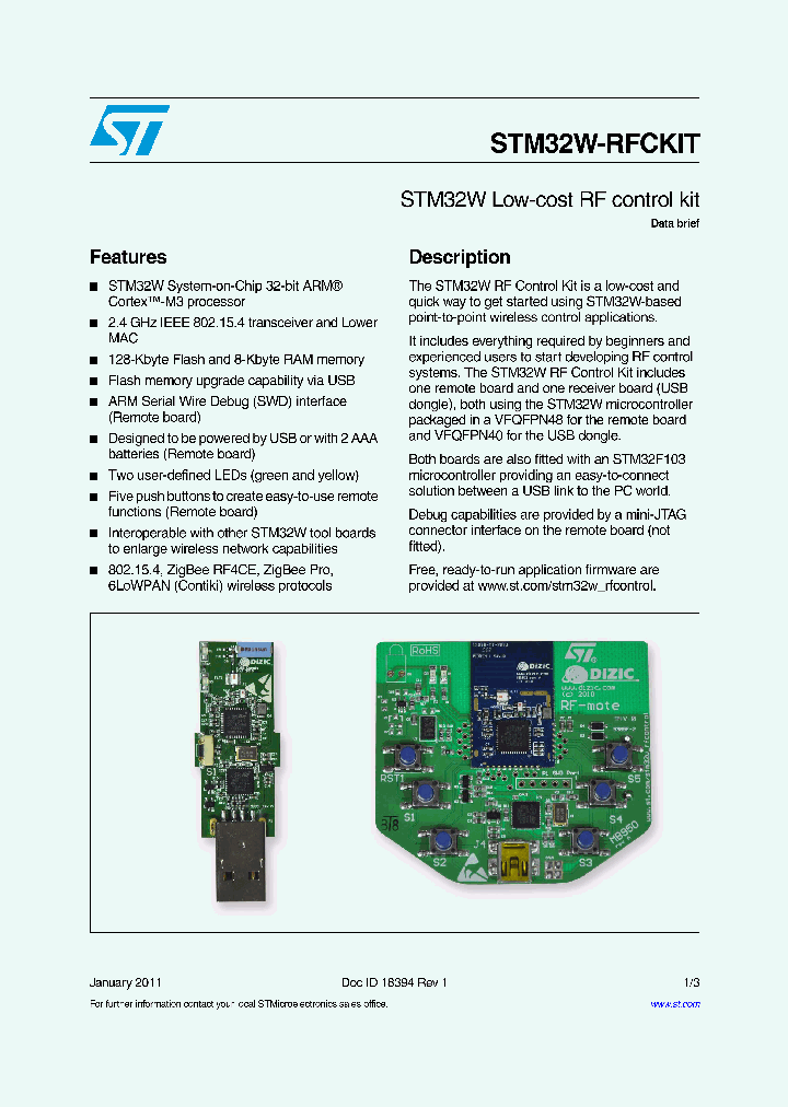 STM32W-RFCKIT_5735334.PDF Datasheet