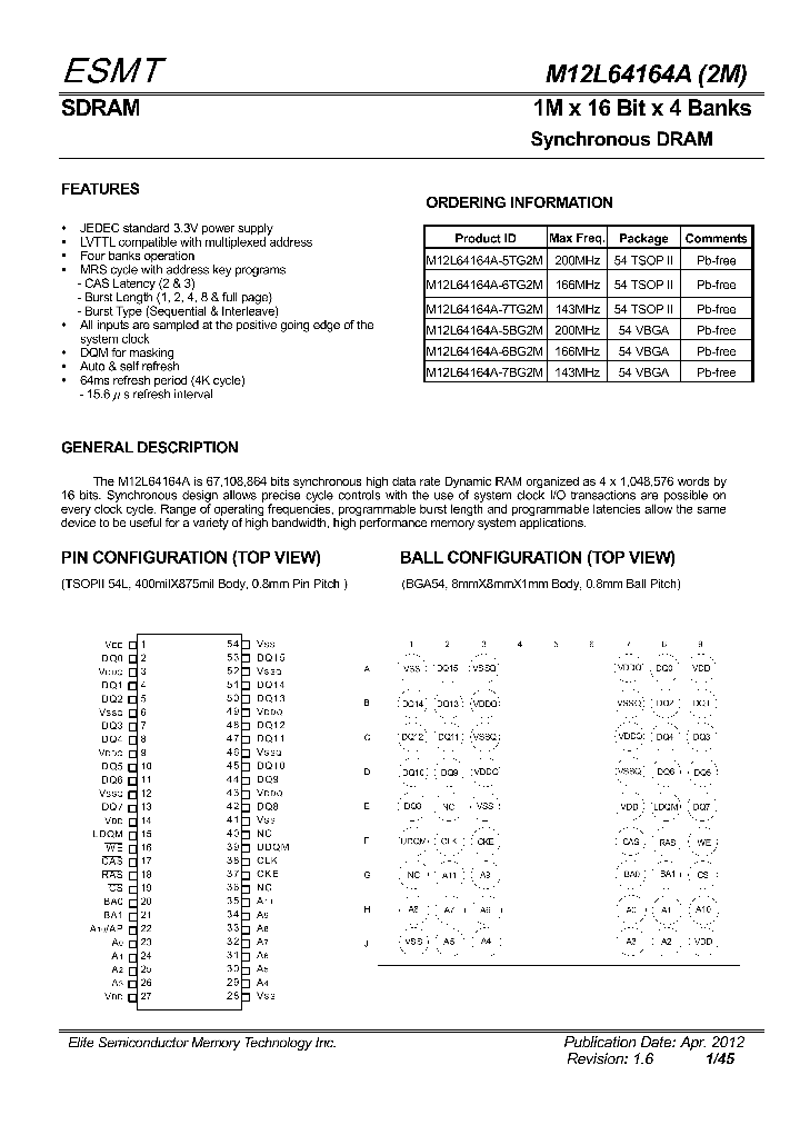 M12L64164A-6BG2M_5738340.PDF Datasheet
