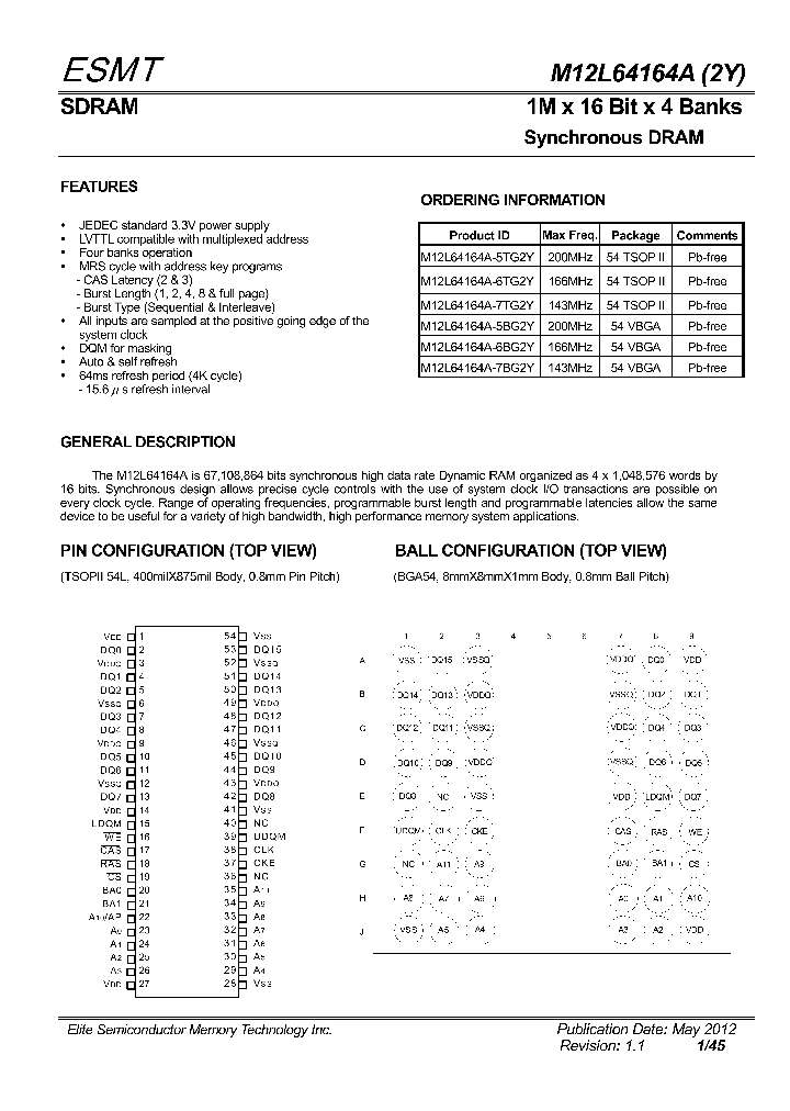 M12L64164A-6TG2Y_5738344.PDF Datasheet