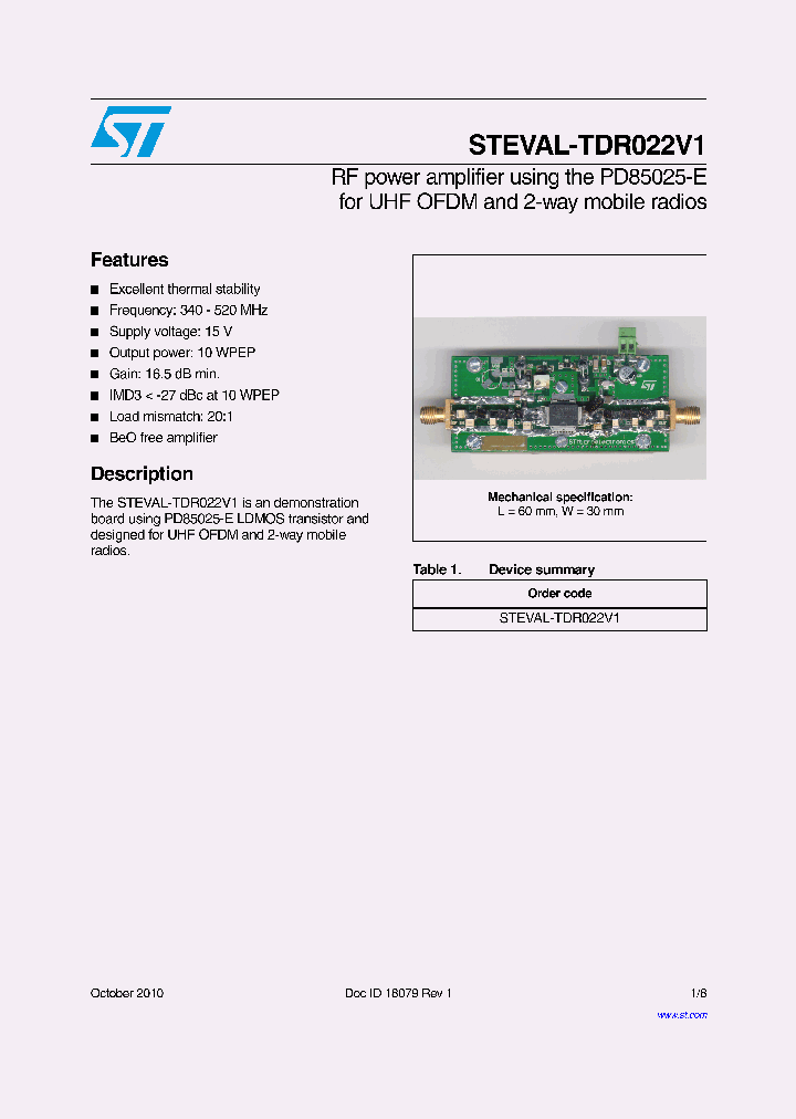 STEVAL-TDR022V1_5765984.PDF Datasheet