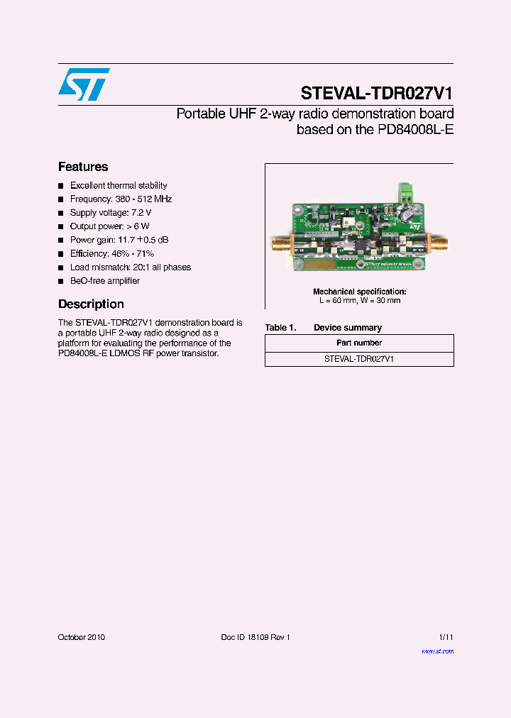 STEVAL-TDR027V1_5765987.PDF Datasheet