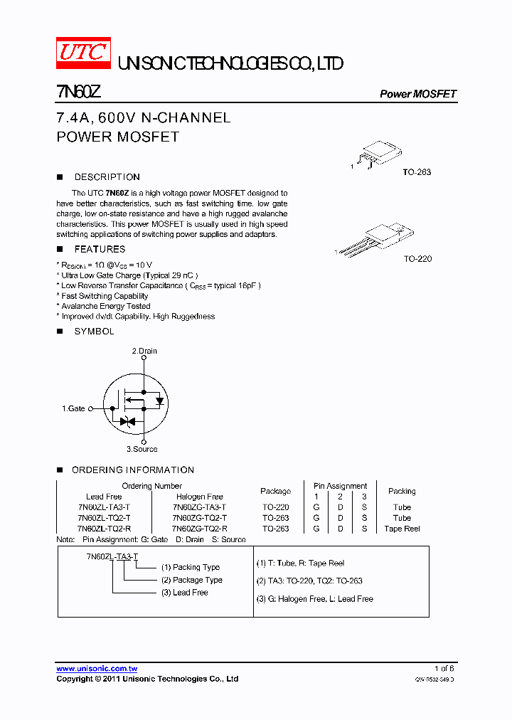 7N60ZL-TQ2-R_5769122.PDF Datasheet