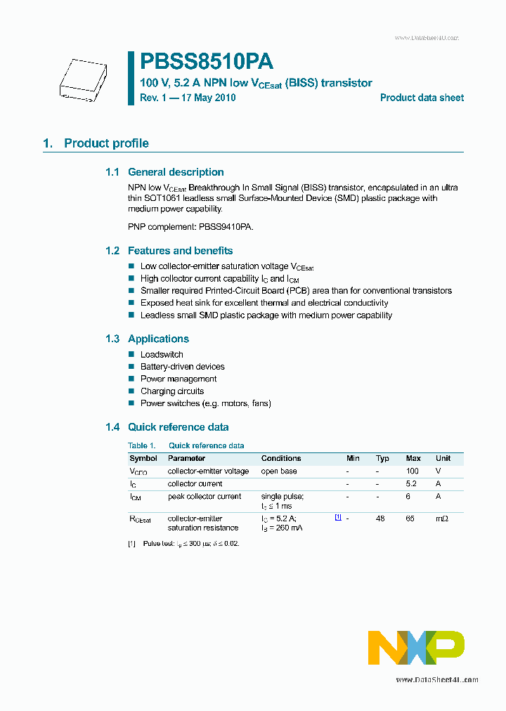 PBSS8510PA_5772357.PDF Datasheet