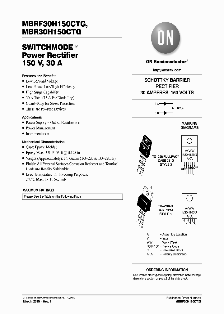 MBR30H150CTG_5778202.PDF Datasheet