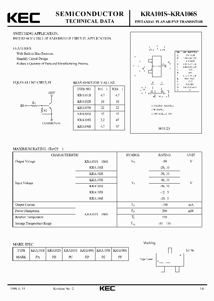 KRA106S_5780600.PDF Datasheet