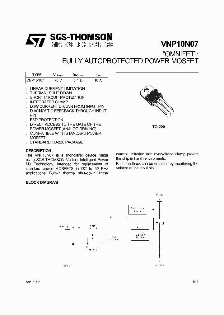 VNP10N07_5788403.PDF Datasheet
