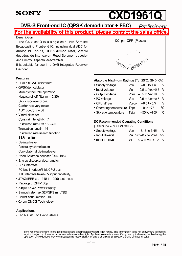 CXD1961Q_5790290.PDF Datasheet