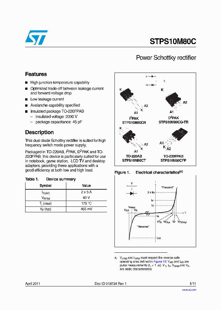 STPS10M80CG-TR_5799486.PDF Datasheet