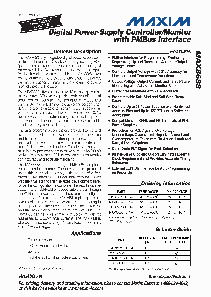 MAX8688BLETG_5800129.PDF Datasheet