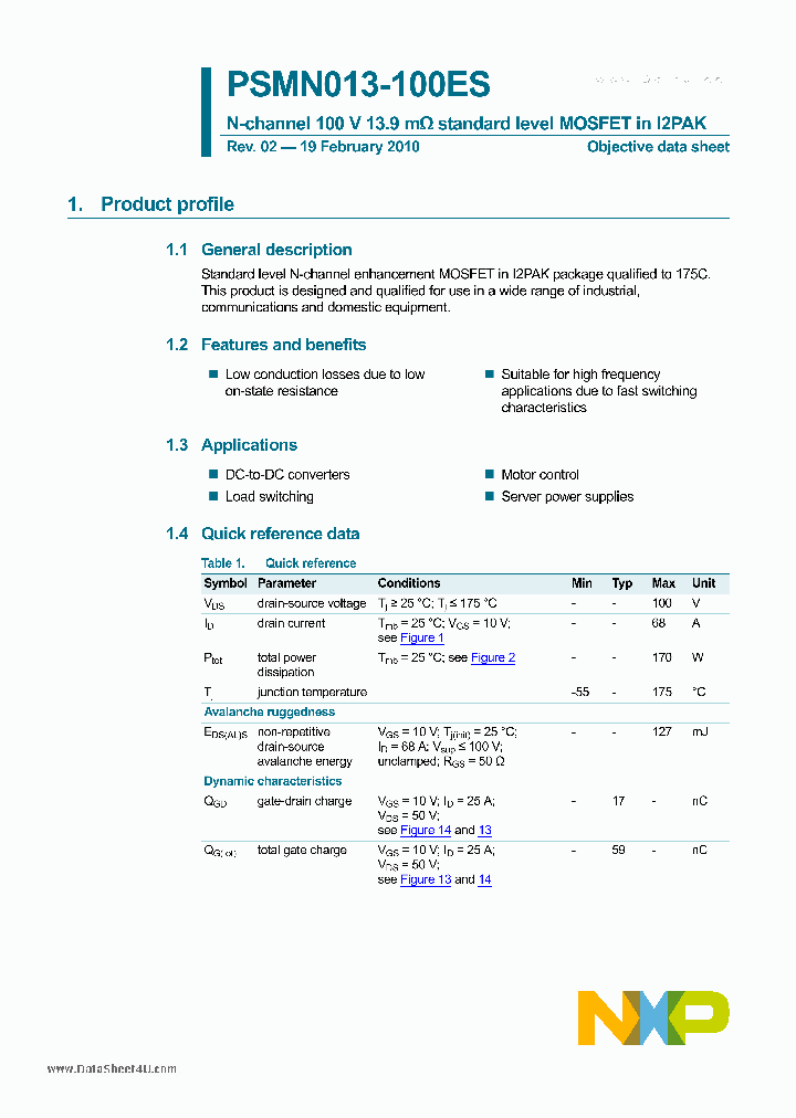 PSMN013-100ES_5800561.PDF Datasheet