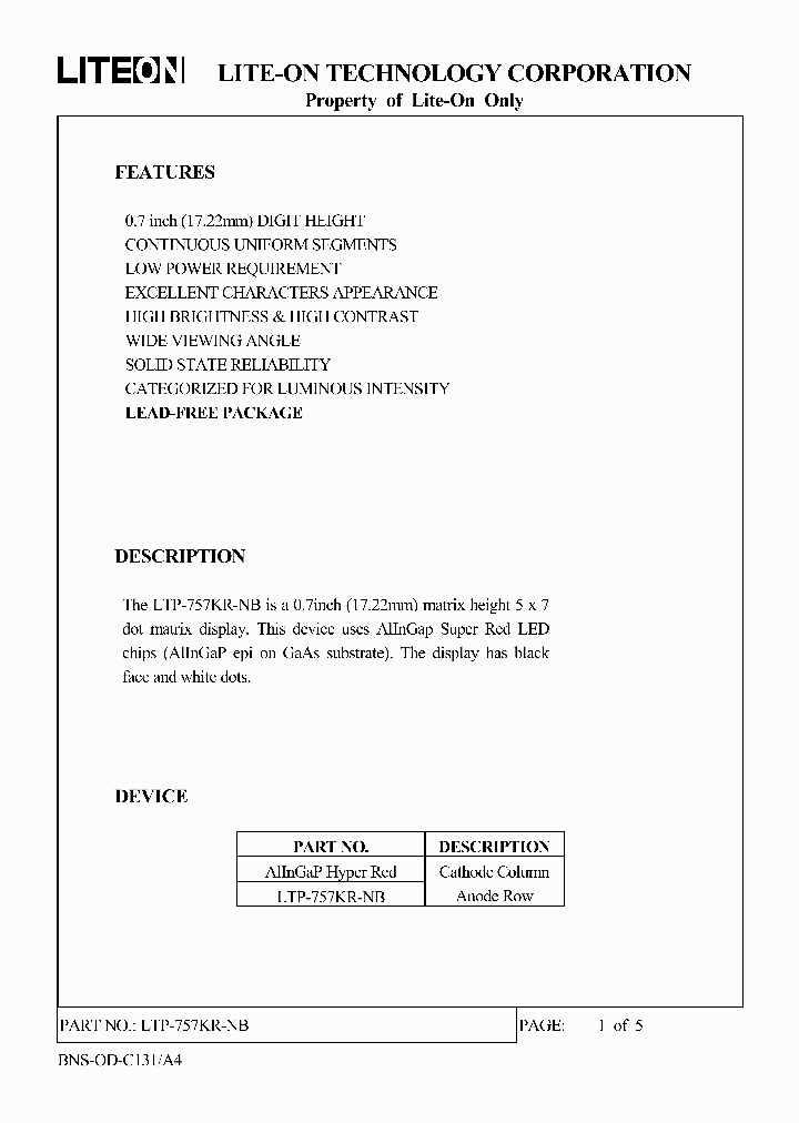 LTP-757KR-NB_5801030.PDF Datasheet