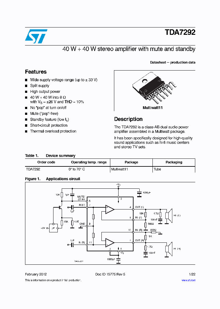 TDA7292_5801962.PDF Datasheet