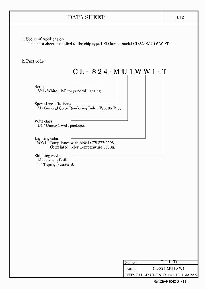CL-824-MU1WW1-T11_5809041.PDF Datasheet