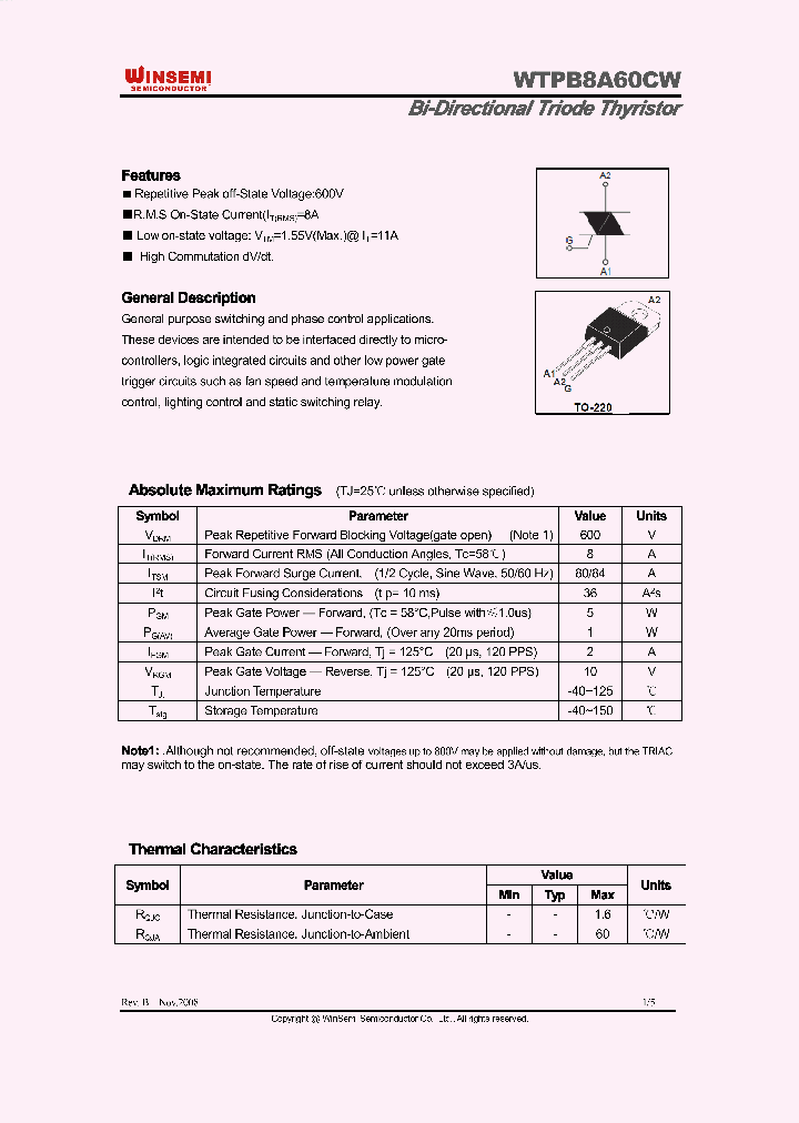 WTPB8A60SW_5810698.PDF Datasheet