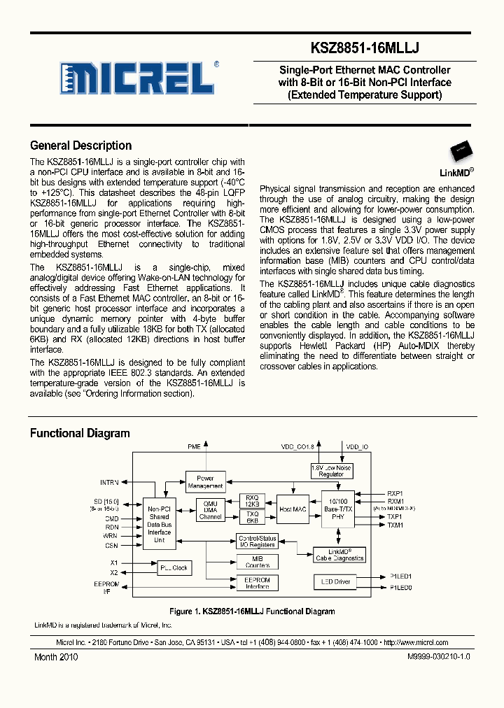 KSZ8851-16MLLJ10_5815180.PDF Datasheet