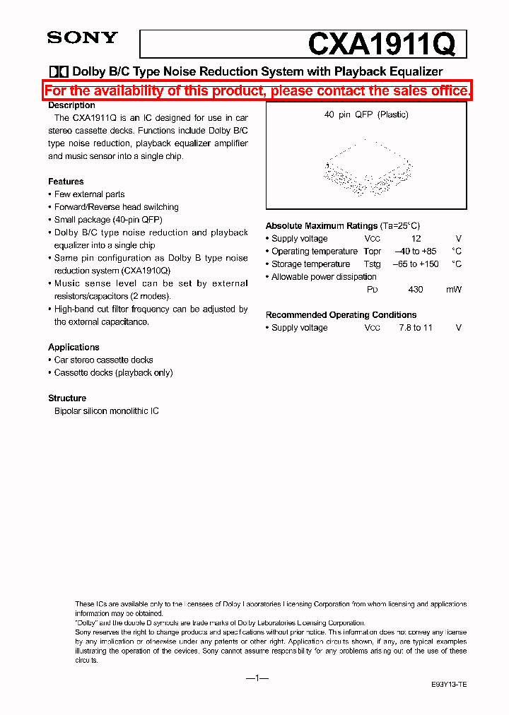 CXA1911Q_5823331.PDF Datasheet