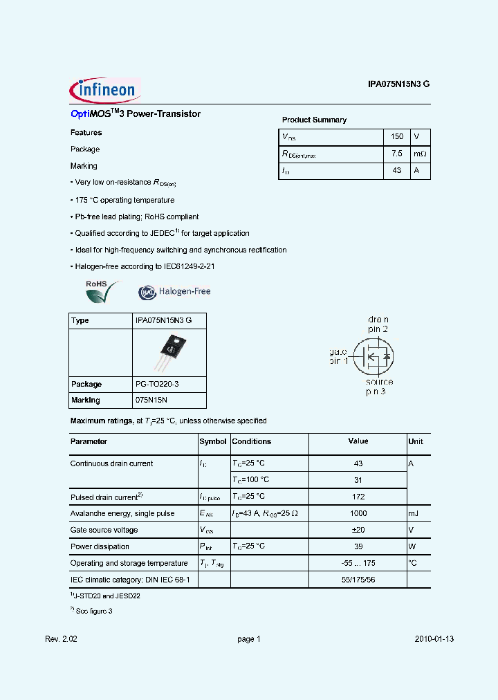 IPA075N15N3G_5823455.PDF Datasheet