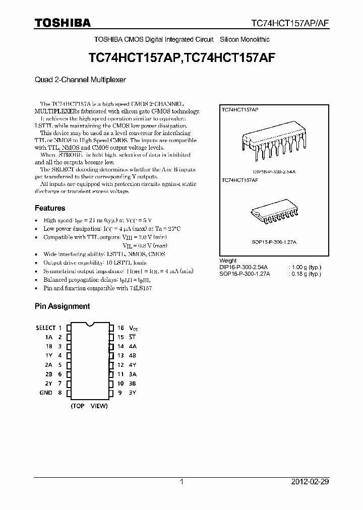 TC74HCT157AP12_5825305.PDF Datasheet