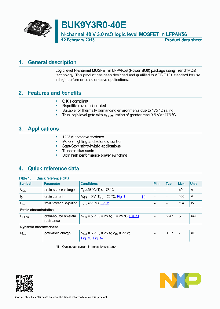 BUK9Y3R0-40E_5828803.PDF Datasheet