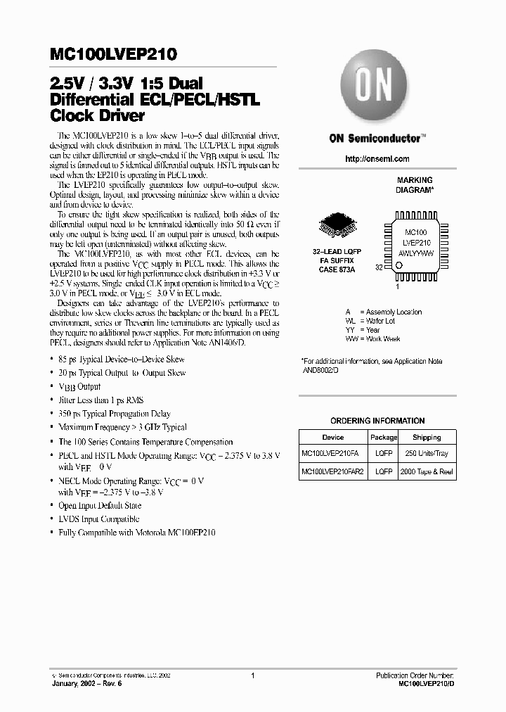 MC100LVEP210-D_5827661.PDF Datasheet