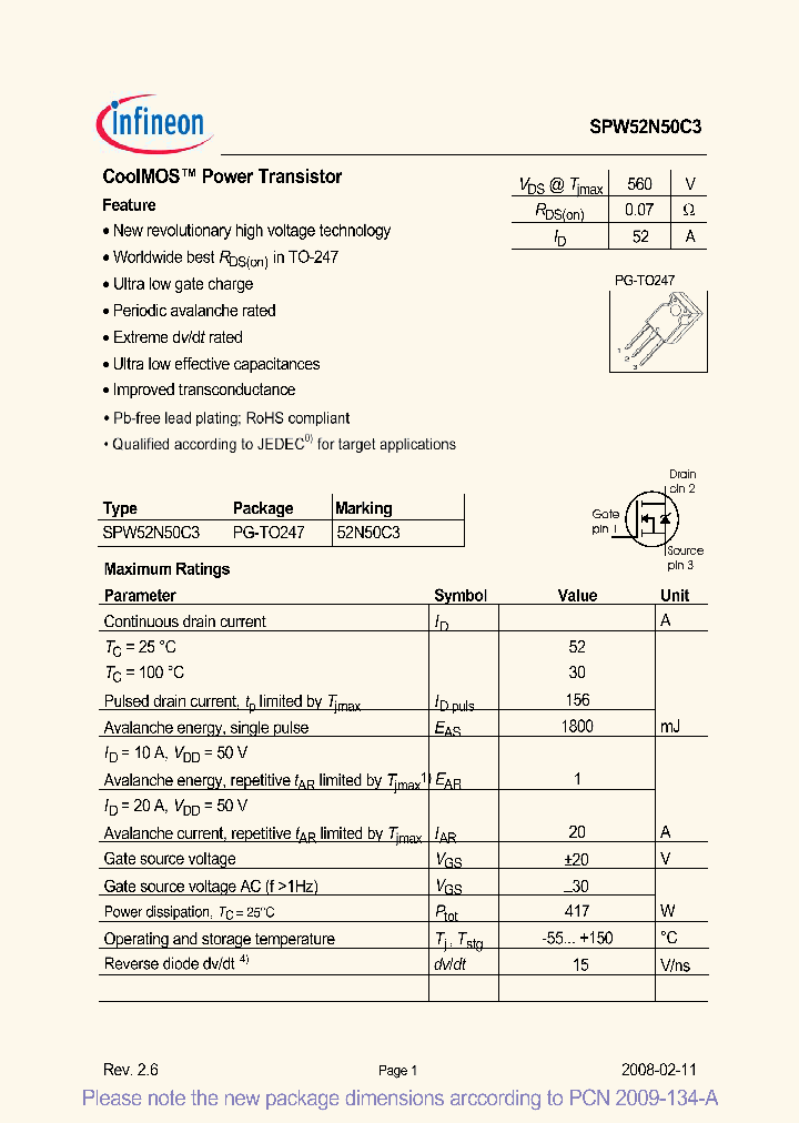 SPW52N50C308_5832605.PDF Datasheet