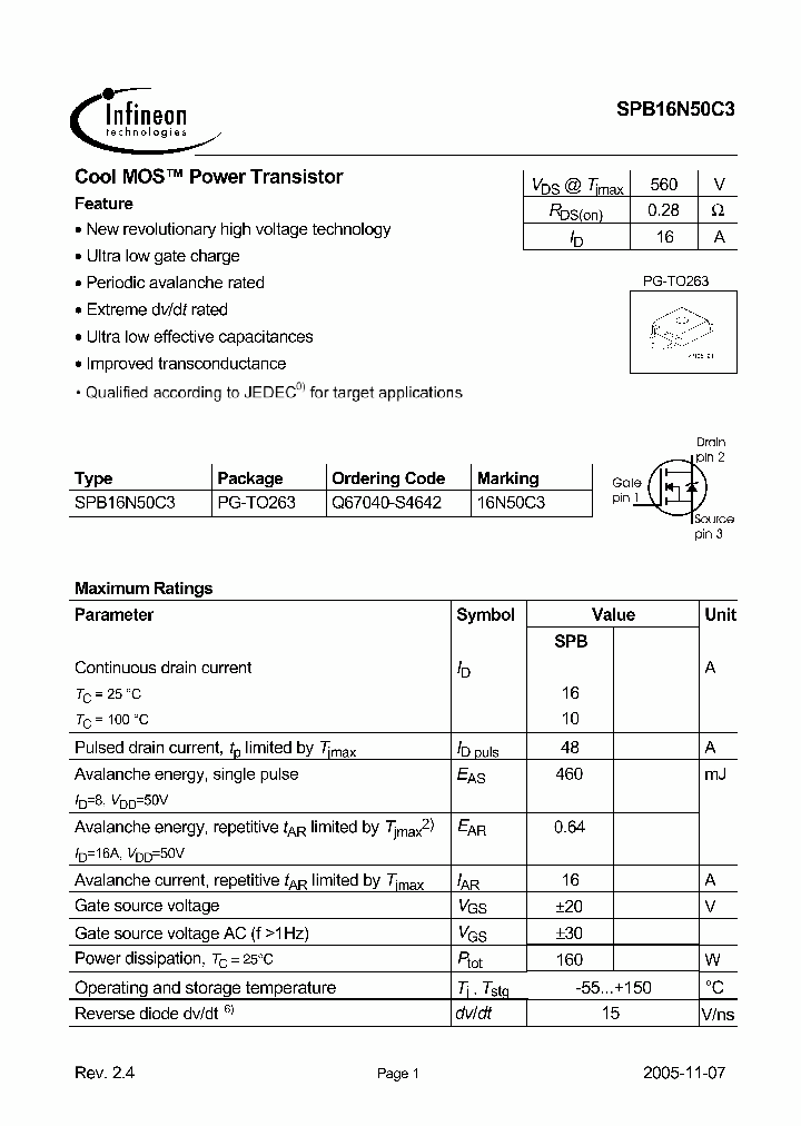 SPB16N50C305_5832603.PDF Datasheet