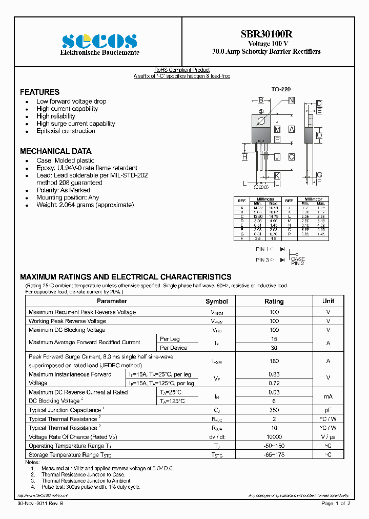 SBR30100R11_5837435.PDF Datasheet