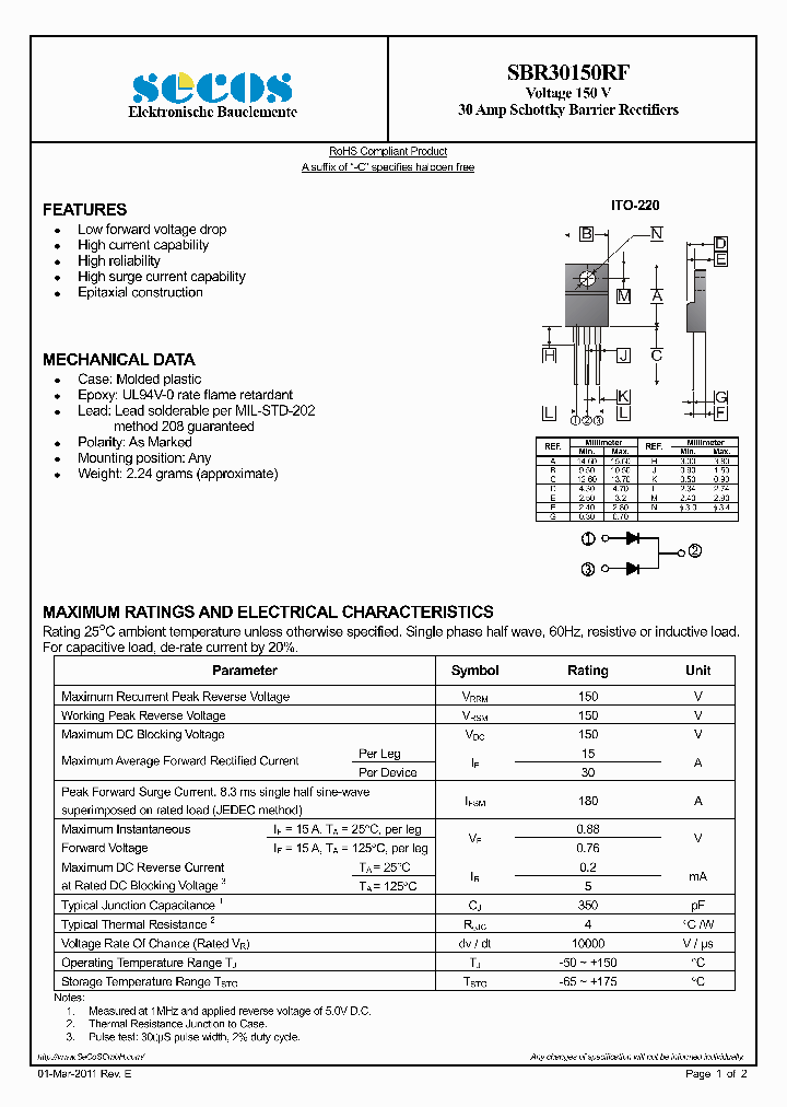 SBR30150RF_5837439.PDF Datasheet