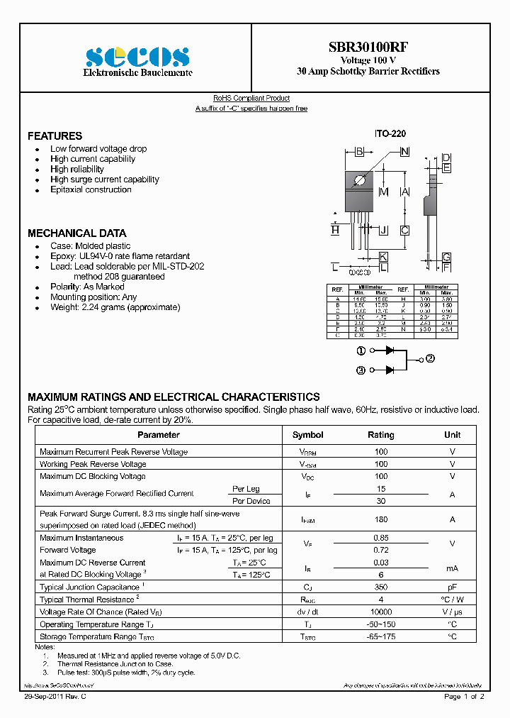 SBR30100RF11_5837434.PDF Datasheet