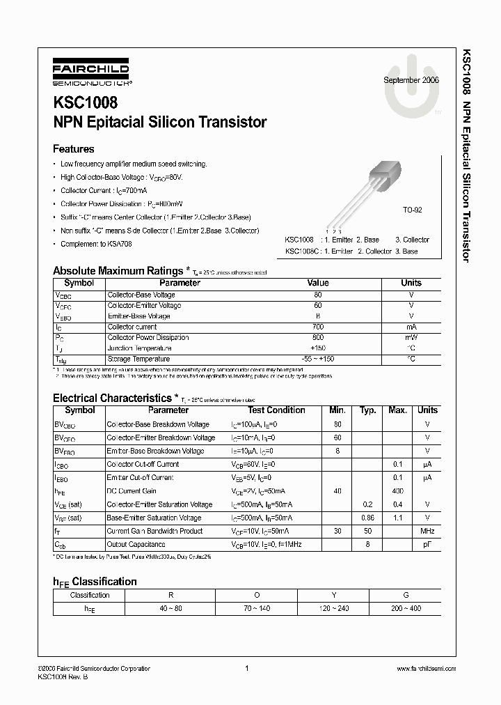 KSC1008YTA_5825597.PDF Datasheet