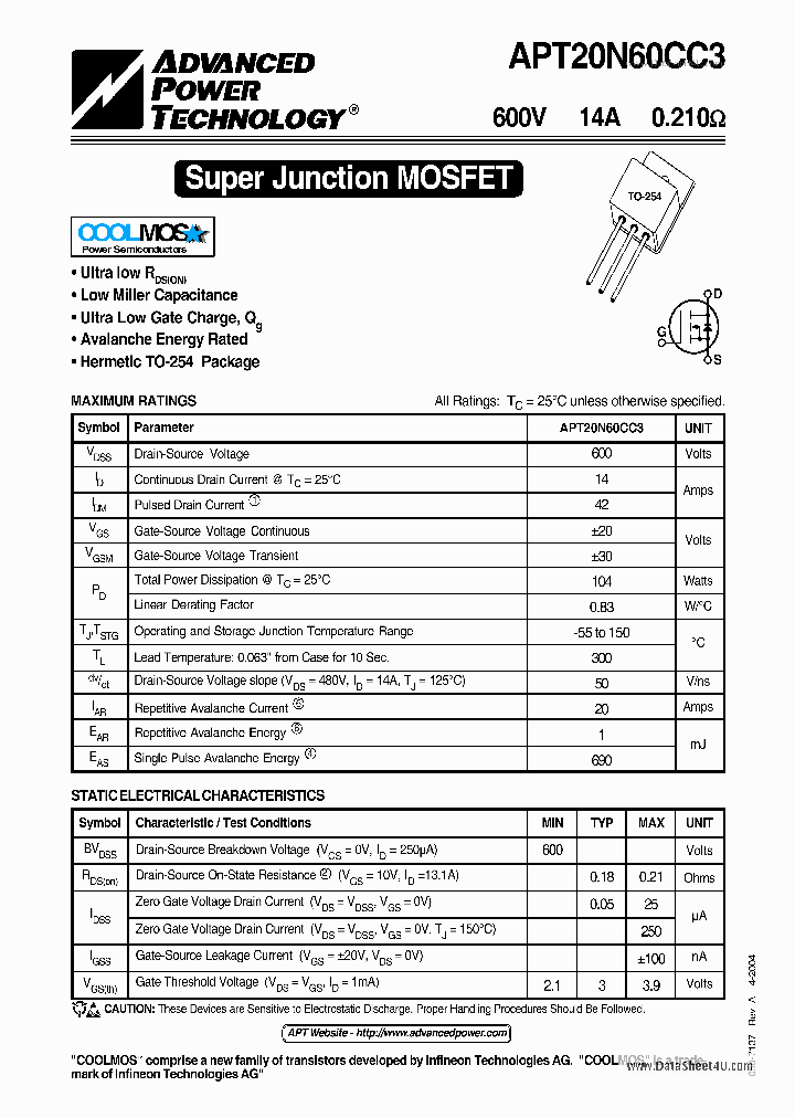 APT20N60CC3_5840402.PDF Datasheet