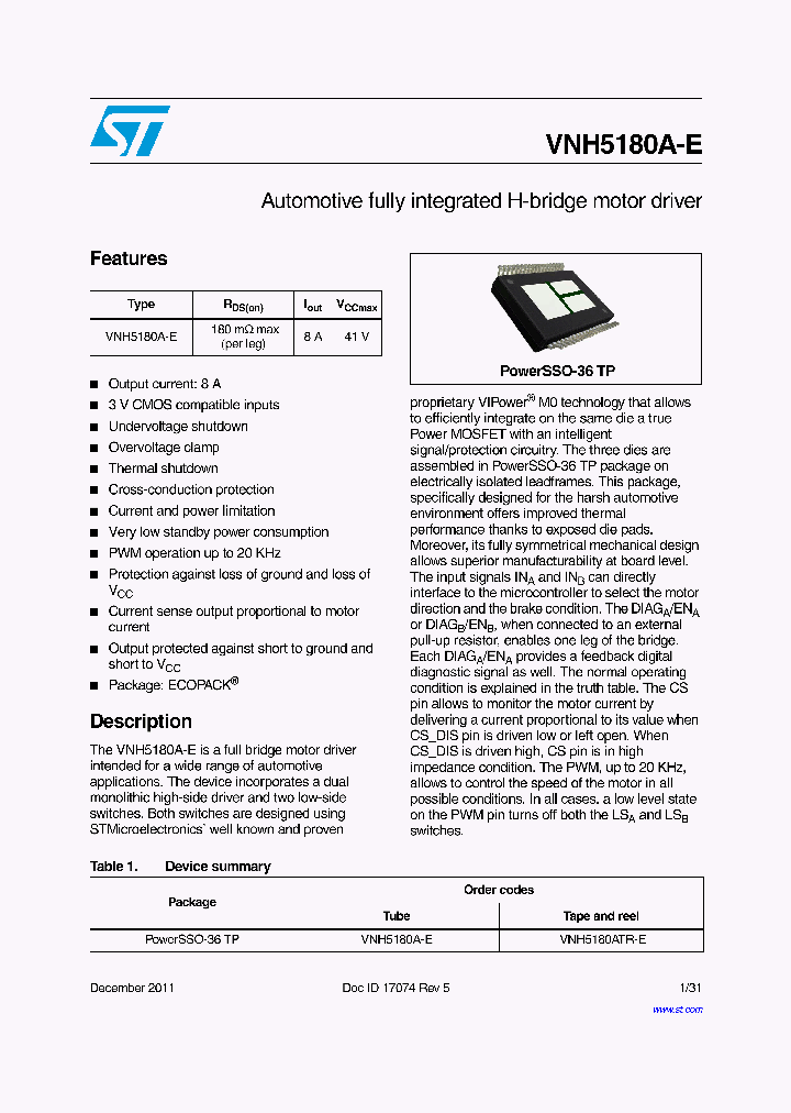 VNH5180A-E_5842125.PDF Datasheet