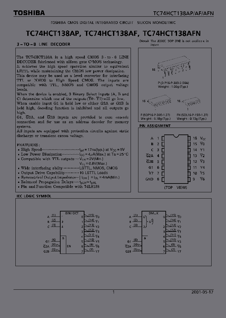 TC74HCT138AP_5842595.PDF Datasheet