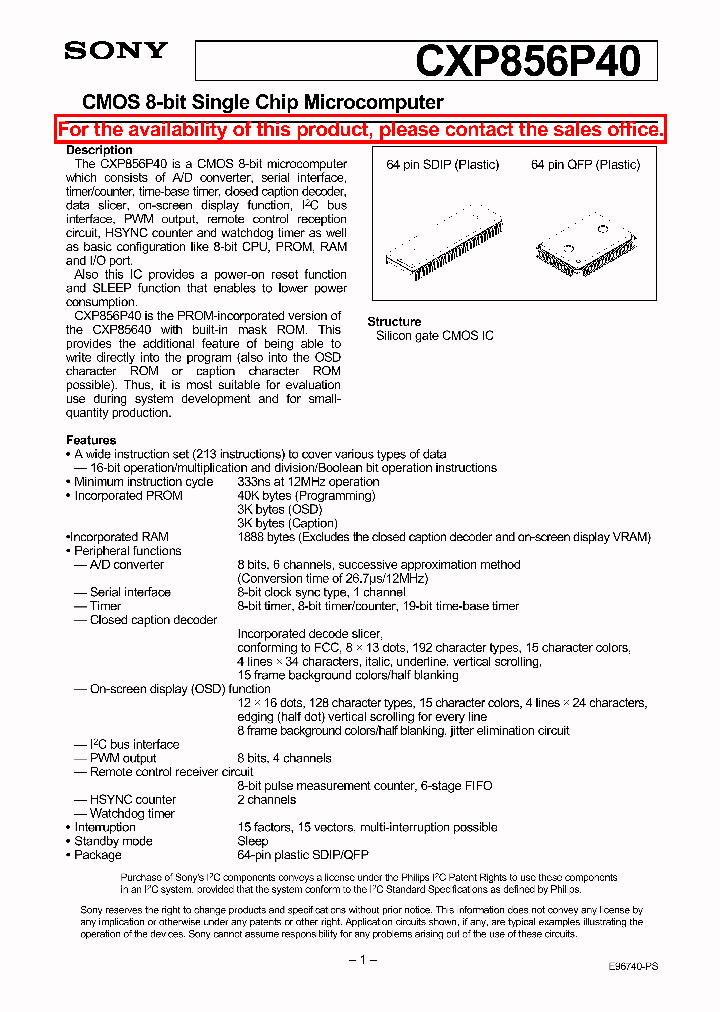 CXP856P40_5848629.PDF Datasheet