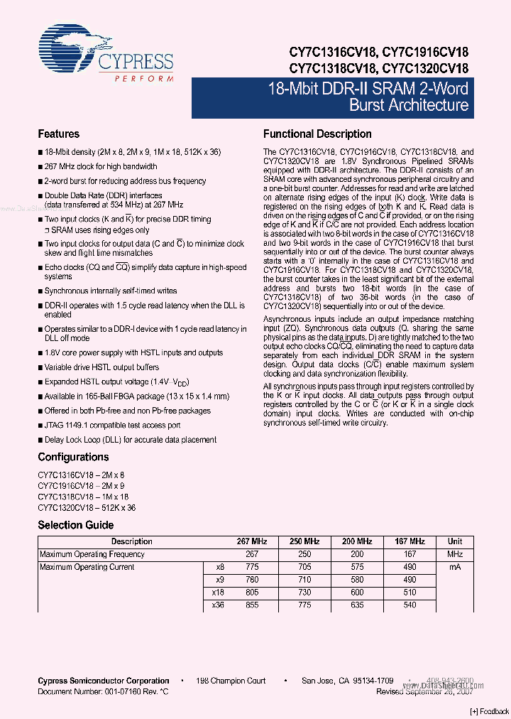CY7C1916CV18_5847859.PDF Datasheet