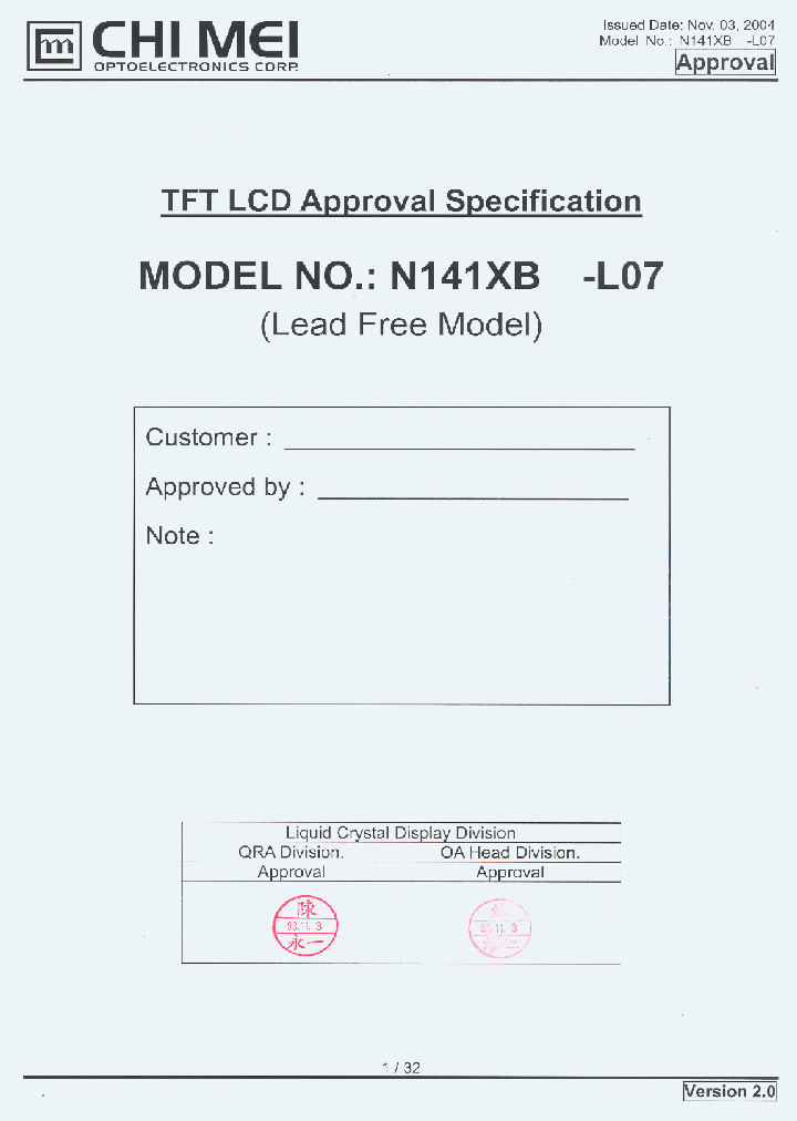 N141XB-L07_5845505.PDF Datasheet