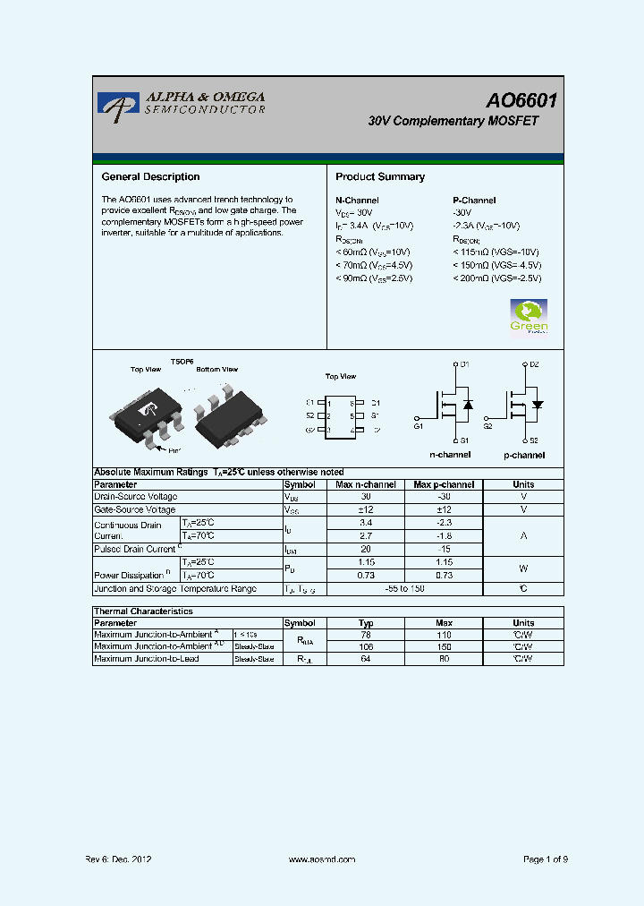 AO6601_5850796.PDF Datasheet