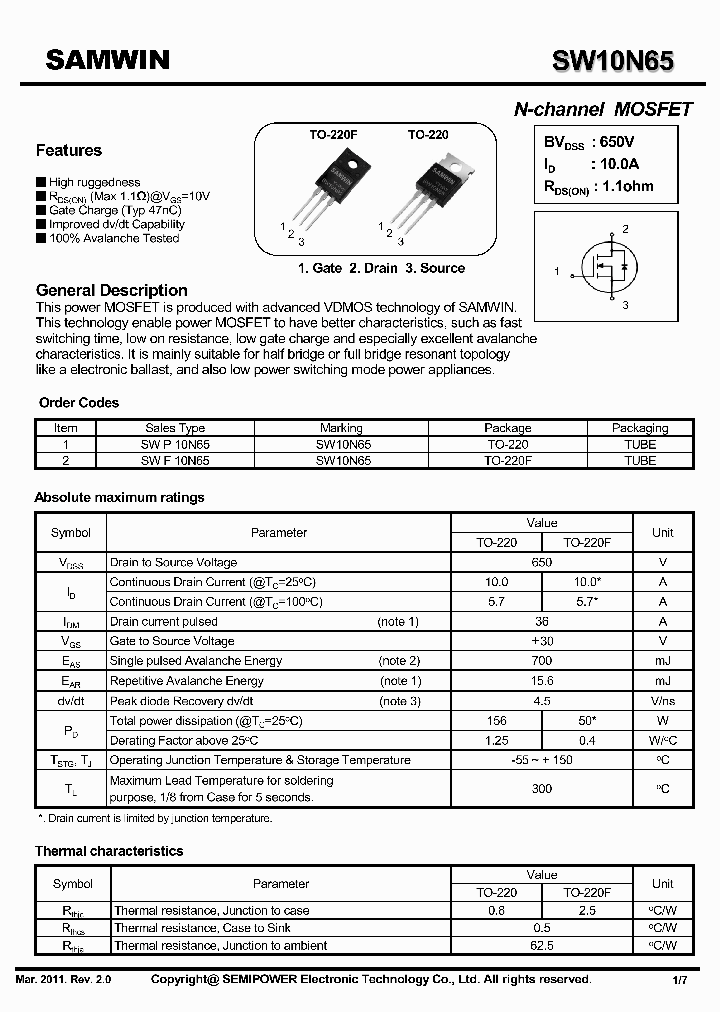 SW10N65_5851477.PDF Datasheet