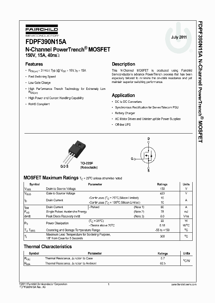 FDPF390N15A_5853480.PDF Datasheet