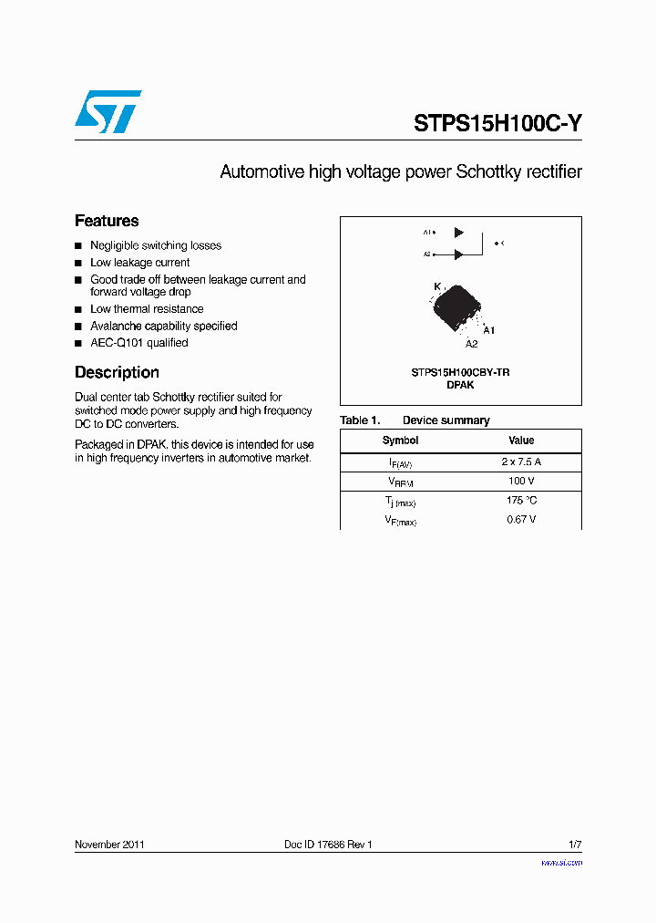 STPS15H100C-Y_5854770.PDF Datasheet