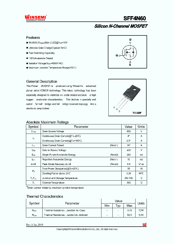 SFF4N60_5857444.PDF Datasheet