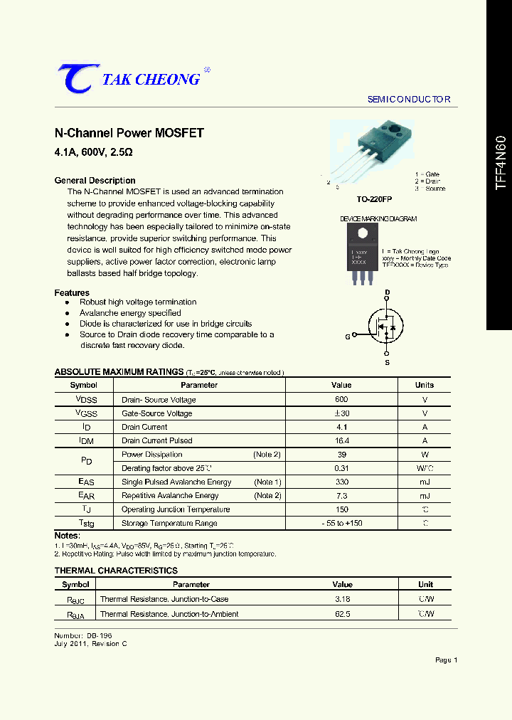 TFF4N60_5857442.PDF Datasheet