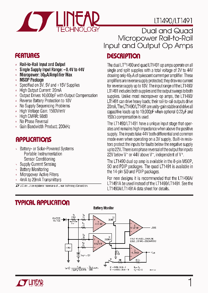 LT1490CMS8TR_5860446.PDF Datasheet