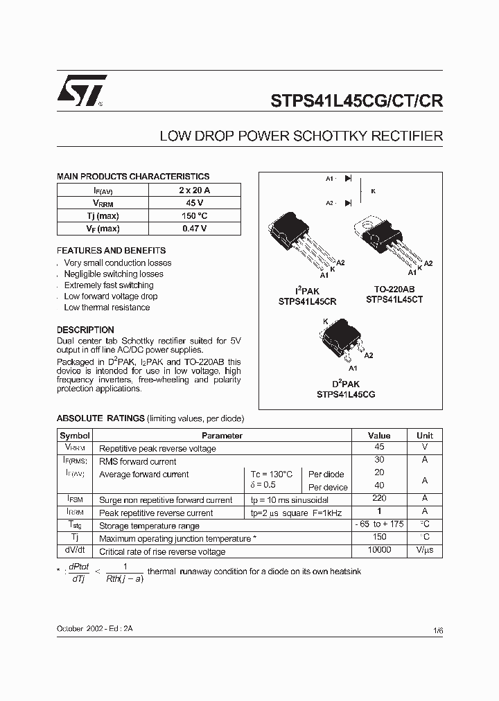 STPS41L45CG_5887004.PDF Datasheet