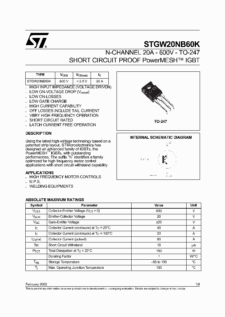 STGW20NB60K_5884171.PDF Datasheet