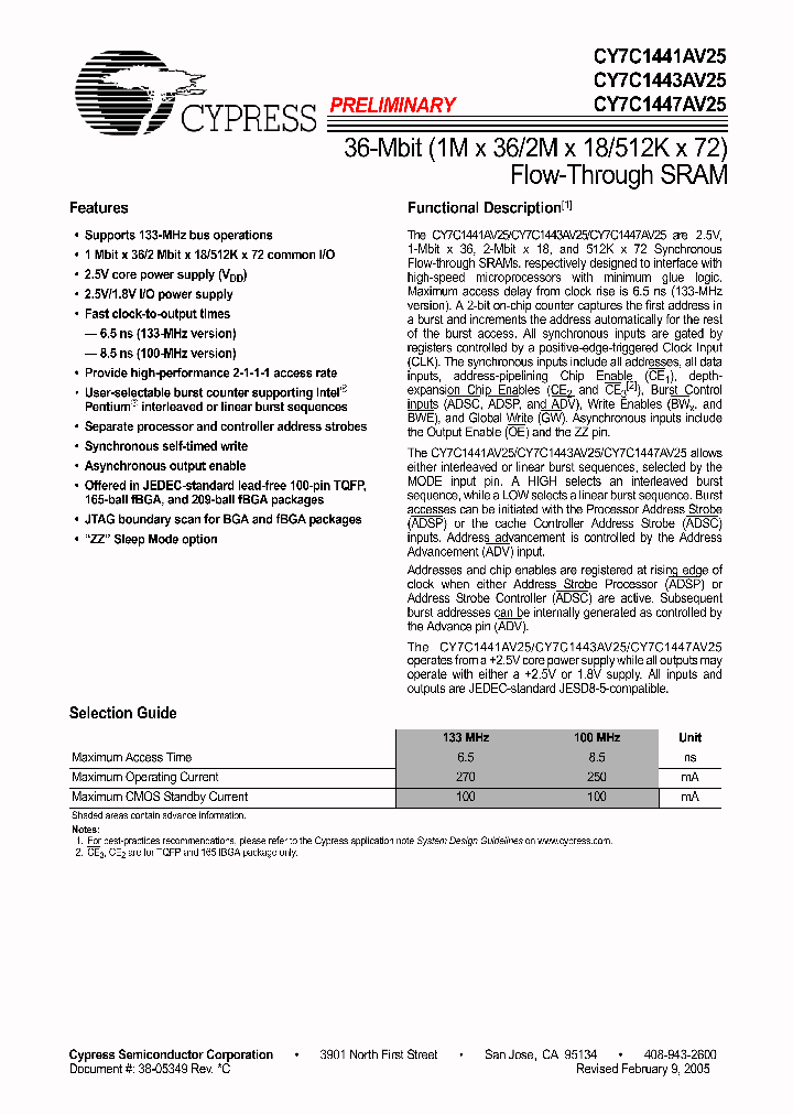 CY7C1443AV25_5880641.PDF Datasheet